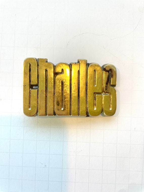 CHARLES Vintage Brass Belt Buckle