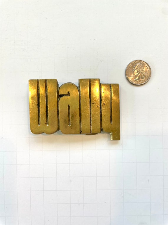 WALLY Vintage Brass Belt Buckle - image 3