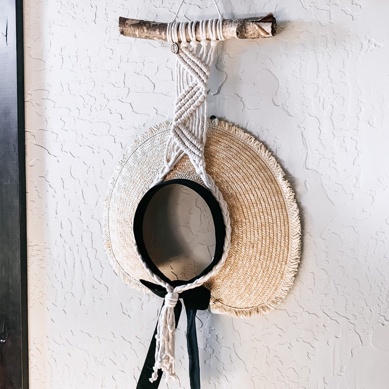 Hat Display Macrame Wall Hat Hanger Blue Stones Drift Etsy