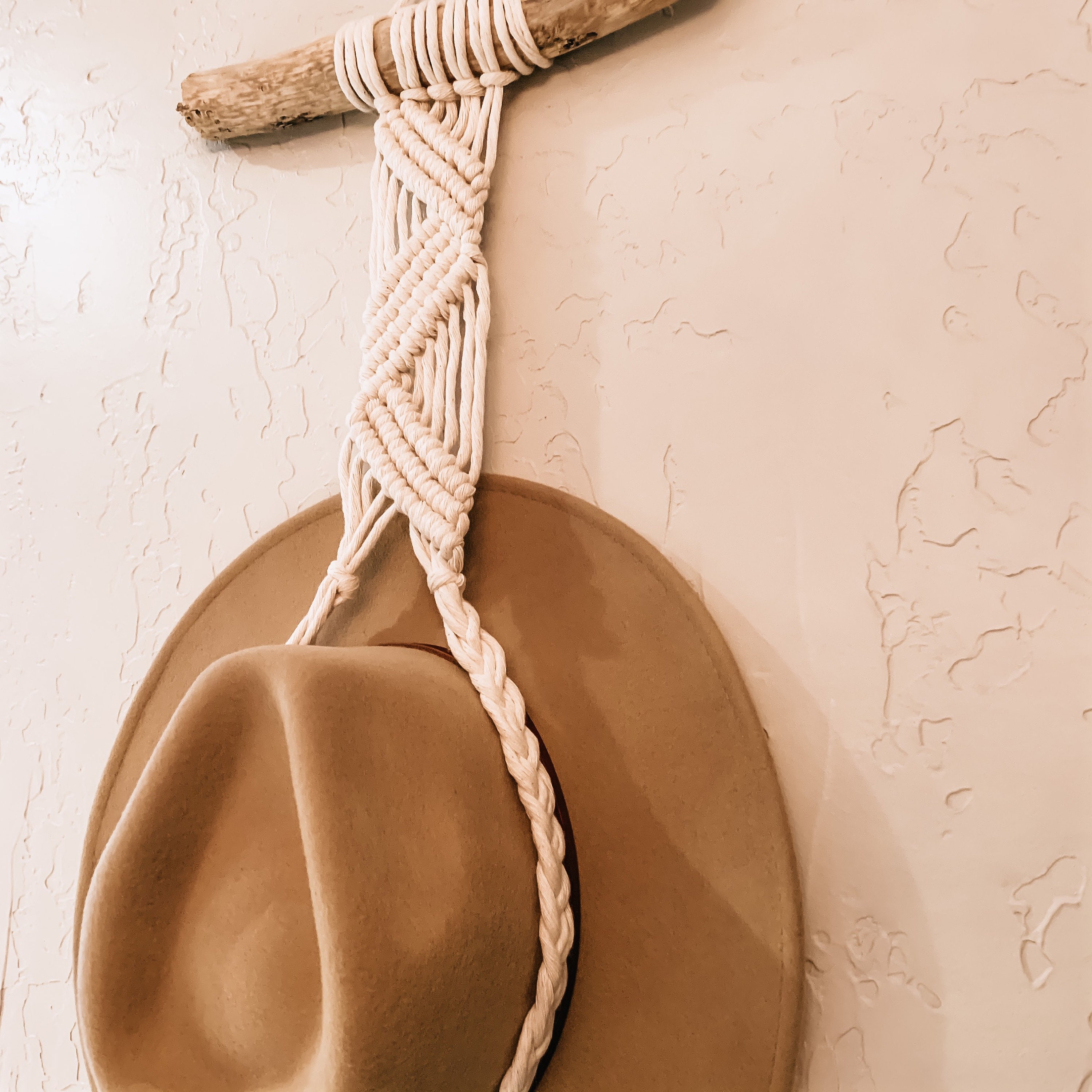 Hat Display Macrame Wall Hat Hanger Blue Stones Drift Etsy