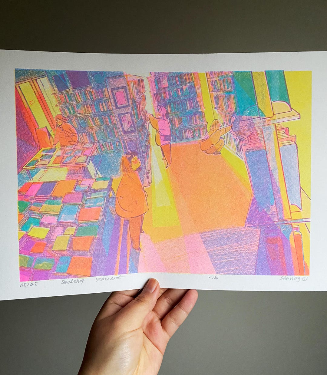 Riso Prints - Risograph -bookshop Moments -A4-A3 - Etsy