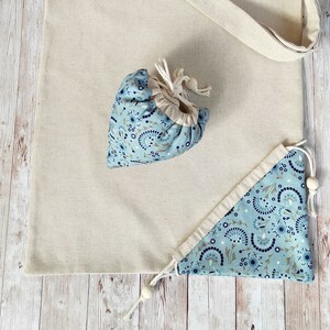 Foldable cotton tote bag Shopping bag Zero waste Bleu clair