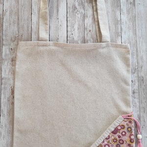 Foldable cotton tote bag Shopping bag Zero waste Pink