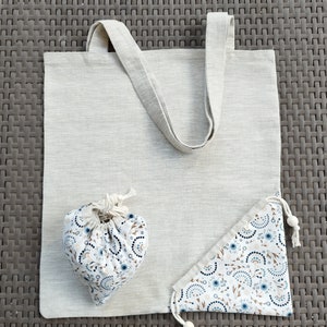 Foldable cotton tote bag Shopping bag Zero waste White