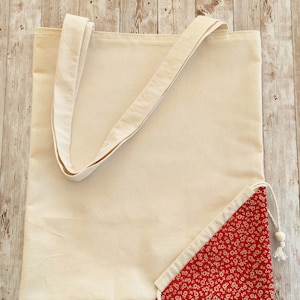 Foldable cotton tote bag Shopping bag Zero waste Red