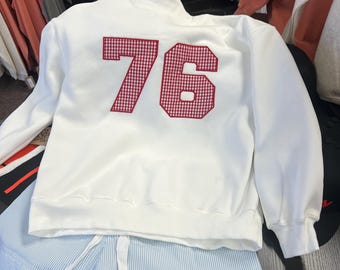 USA applique mockneck red white blue boutique sweatshirt 1976