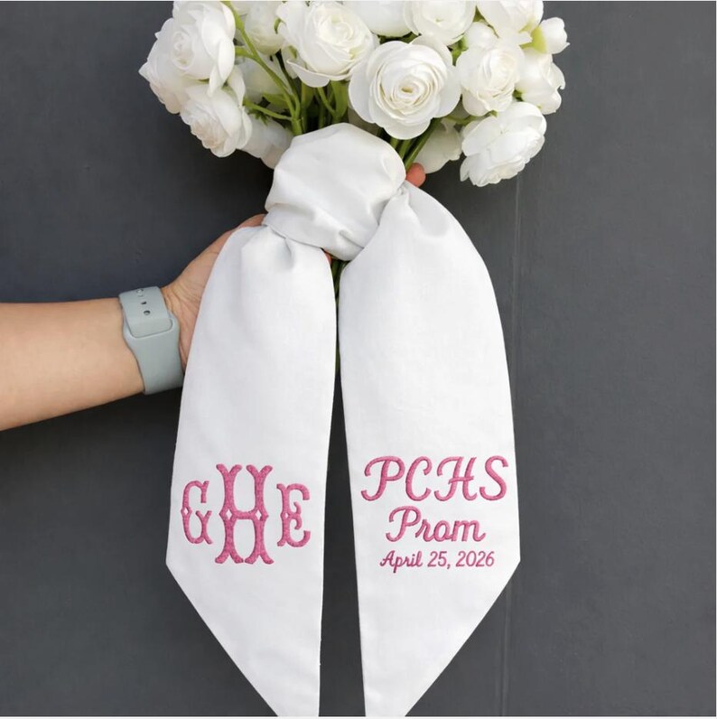 Prom Bouquet Ribbon Personalized Embroidered Ribbon for Prom Flowers ...