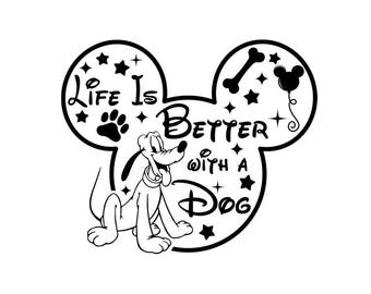 Disney Decal, Pluto, Life is Better with a Dog