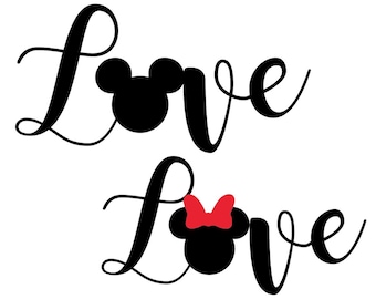 Disney Decal, Minnie, Mickey, Minnie Ears, Mickey Ears, Love Disney