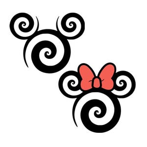 Disney Decal, Mickey Mouse, Minnie, Swirl