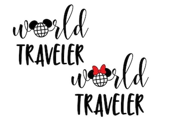 Disney Decal, Epcot, Mickey, Minnie, World Traveler