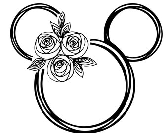 Disney Decal, Disney Floral, Mickey Floral, Disney Wreath