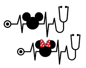 Disney Decal, Disney Castle, Mickey Mouse, Minnie, Heartbeat, Disney Doctor, Disney Nurse