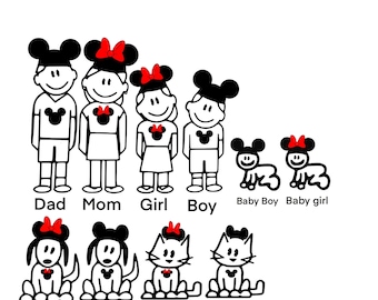 Disney Decal, Disney Sticker, Stick family, Disney Family, Disney Family Ears, Stick Family Ears,