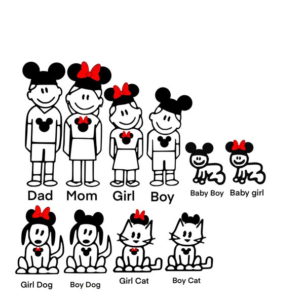 Disney Decal, Disney Sticker, Stick family, Disney Family, Disney Family Ears, Stick Family Ears,