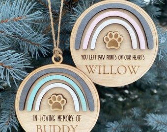 Pet Memorial Rainbow Christmas Ornament • Personalized Pet Loss Ornament - Pet Memorial Ornament - Pet Loss Ornament - Pet loss gift