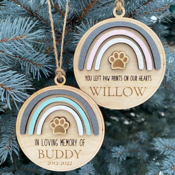 Pet Memorial Rainbow Christmas Ornament • Personalized Pet Loss Ornament - Pet Memorial Ornament - Pet Loss Ornament - Pet loss gift