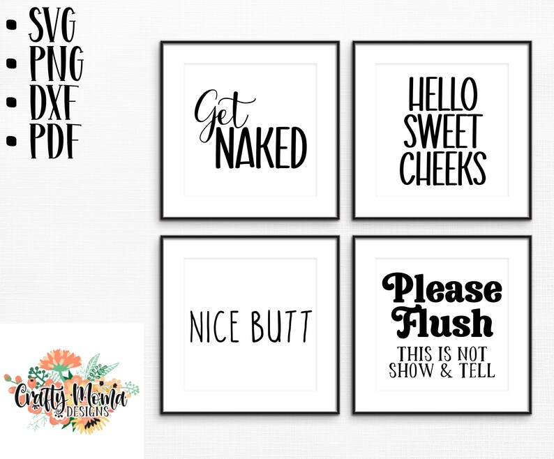 Funny Bathroom Sign SVG Bundle Includes 4 Designs Bathroom Etsy