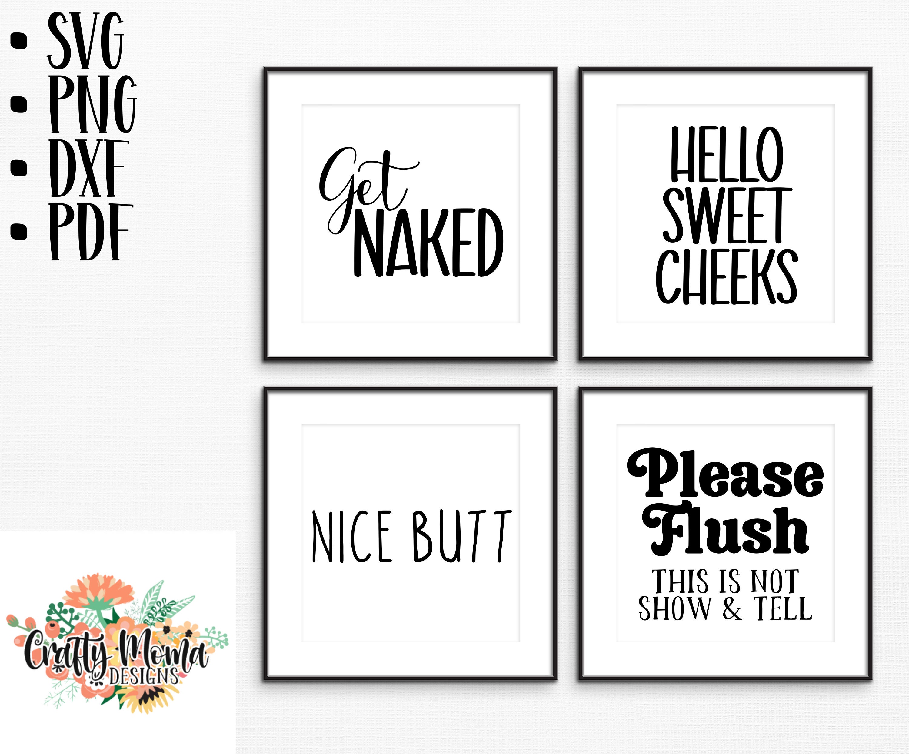 Funny Bathroom Sign SVG Bundle Includes 4 Designs Bathroom Etsy