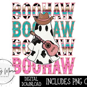 Fall Western Retro Ghost PNG - Boohaw Country Ghost Sublimation Design | Fall Sublimation | Western Cowprint PNG | Instant Digital Download