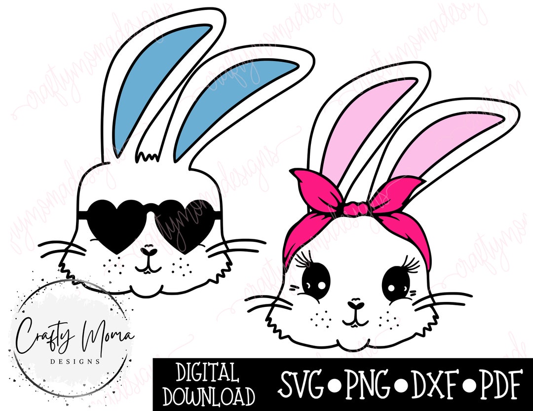 Boy and Girl Bunny SVG Hand Drawn Bunny Png Boy Bunny Svg Girl Bunny