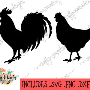 Galinha e Galo SVG | Frango SVG PNG | Download Digital | Silhueta de Frango svg