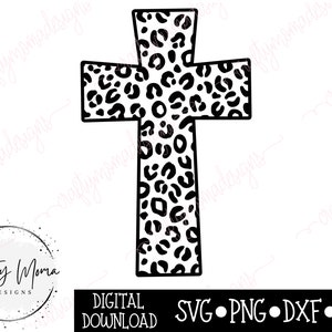 Leopard Cross SVG - Cross Cut File for Silhouette or Cricut - Leopard Cross PNG - Cross Clipart