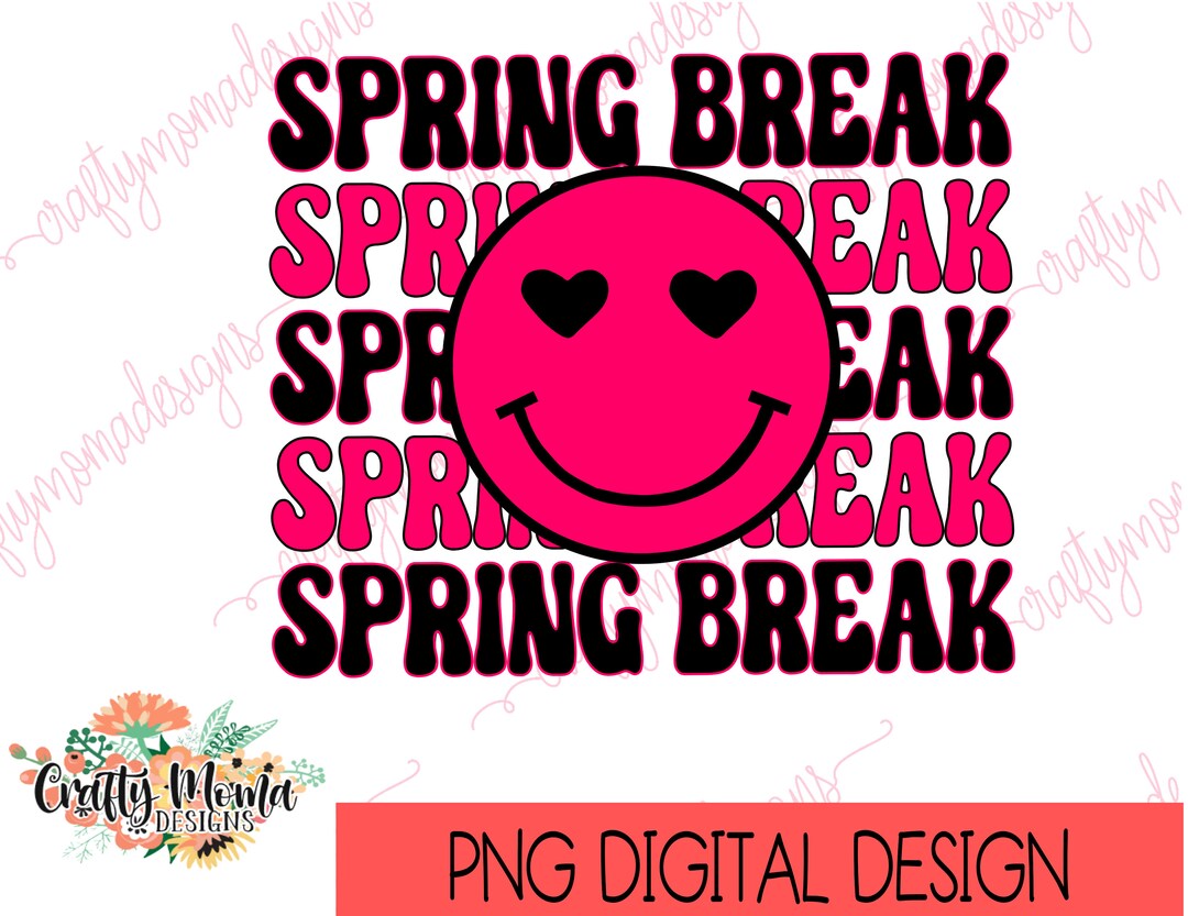 Spring Break Smiley Spring Break Sublimation | Spring Break Png | Vacation Png | Retro ...