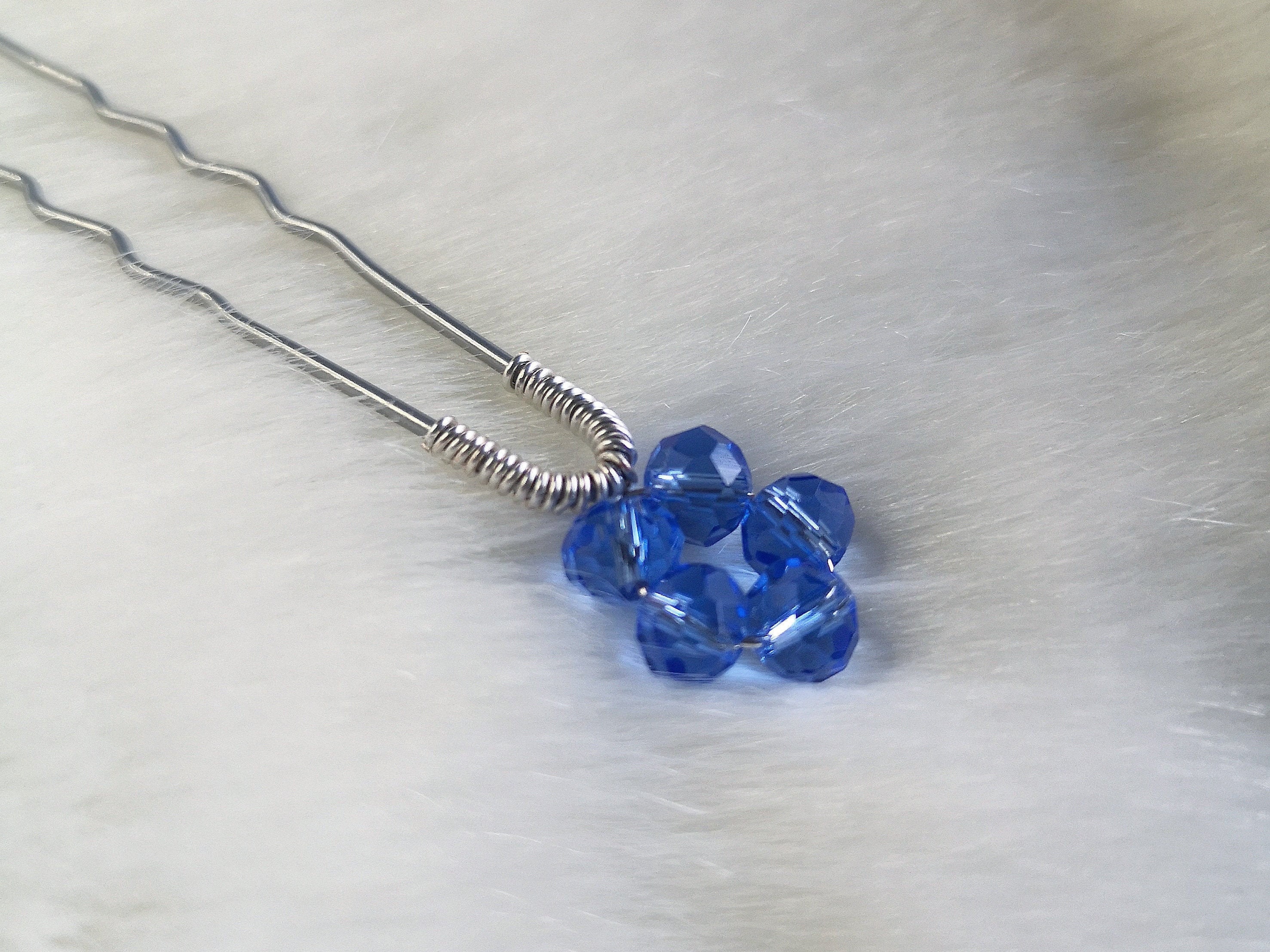 Blue Crystal Hair Pins - wide 6
