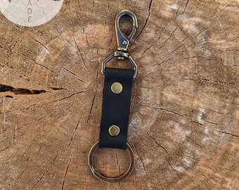 Personalized Handmade Leather Keychain, Customize Leather Keychain, Gift for him, Gift for Her, Accessories, Fob, USA, Black Keychain