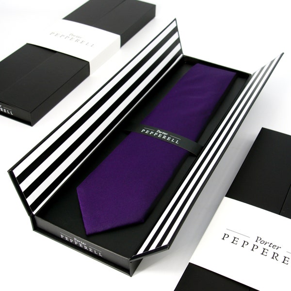 Cravate en soie de mûrier tissée uni violet Acai entièrement sept fois 7 Porter Pepperell
