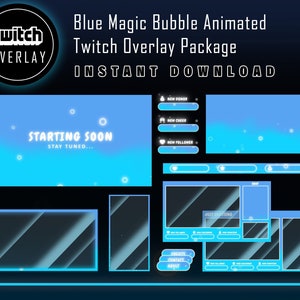 Blue Magic Bubble Animated Twitch Overlay Package