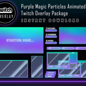 Twitch Overlay Package - Purple Magic Particles Twitch Streaming Package | Animated Twitch Alerts and Scenes