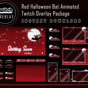 Red Halloween Bat Animated Twitch Overlay Package