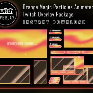 Twitch Overlay Package - Orange Magic Particles Twitch Streaming Package | Animated Twitch Alerts and Scenes