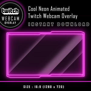 Sovrapposizione webcam, Sovrapposizione Facecam animata Twitch / Sovrapposizione fotocamera animata Cool Neon Twitch Download istantaneo