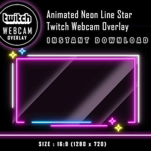 Twitch ウェブカメラ オーバーレイ - アニメーション ネオンライン スター フェイスカメラ オーバーレイ