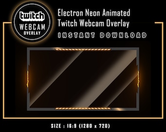 Electron Neon Animated Twitch Webcam Overlay (Instant Download)