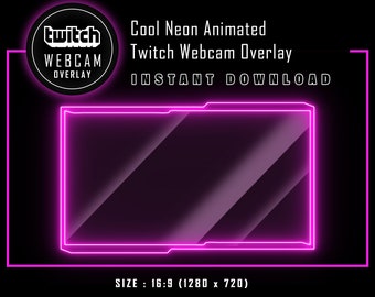Neon Animated Twitch Webcam Overlay (Instant Download)