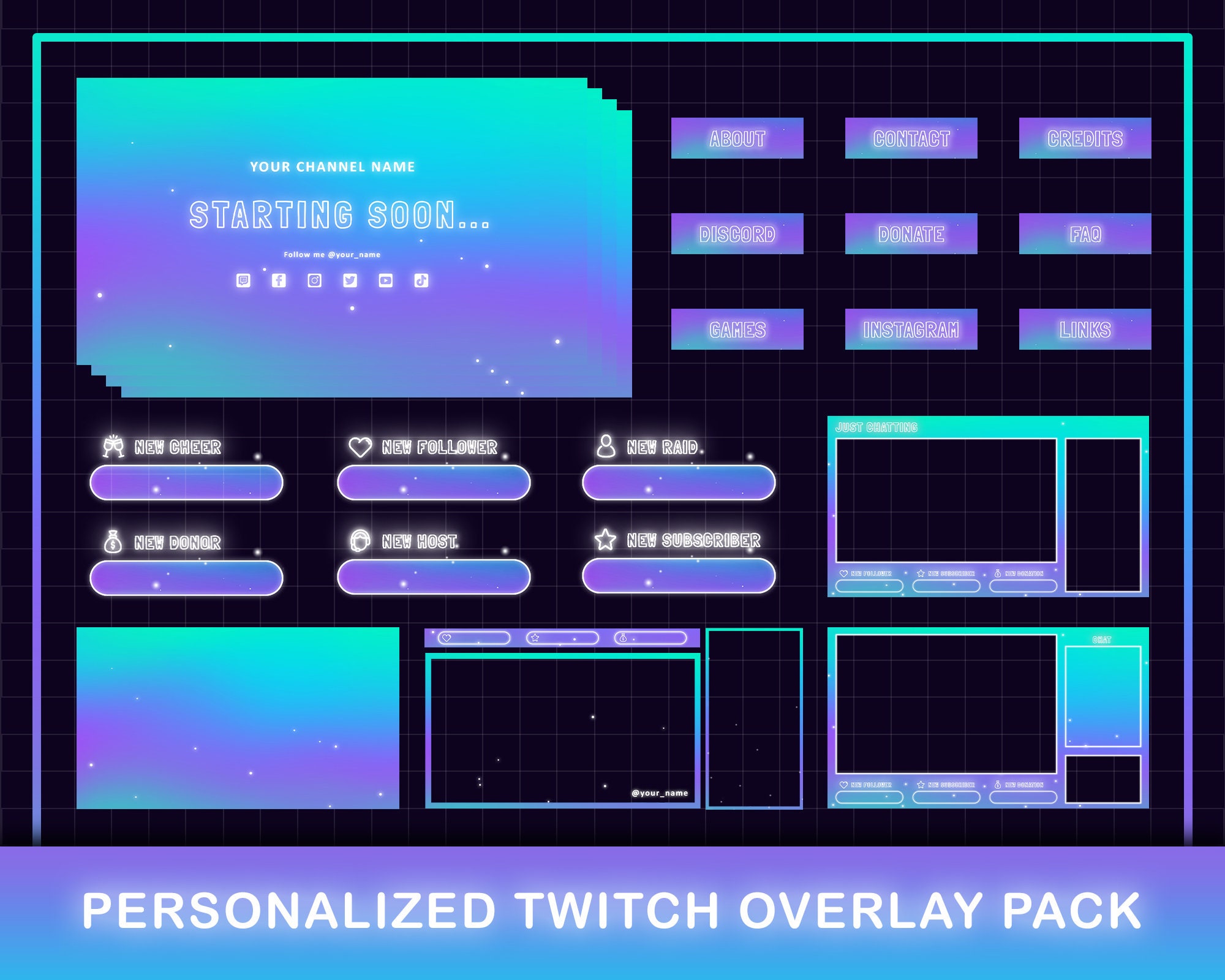 Custom Twitch Package Overlay Magic Particles Twitch Streaming Package ...