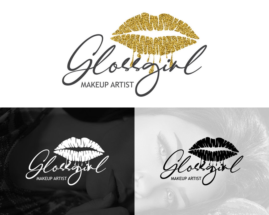 Lip gloss logo design Premade Lip gloss logo design Makeup Etsy