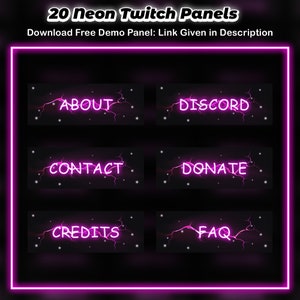 Twitch Panels - Pink Neon Flash 20x Panels Digital Download