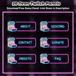 Twitch Panels Neon | 20 Neon Gaming Twitch Panels | Twitch Panels Digitaler Download