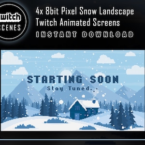 8bit Pixel Snow Landscape Twitch Animated Screens (Digital Download)