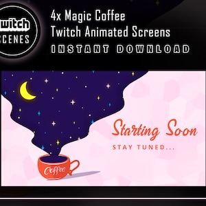 Magic Coffee Twitch Animierte Bildschirme: Galaxie-Thema (Digitaler Download)
