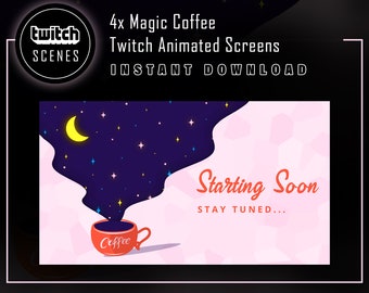 Magic Coffee Twitch-geanimeerde schermen: Galaxy-thema (digitale download)