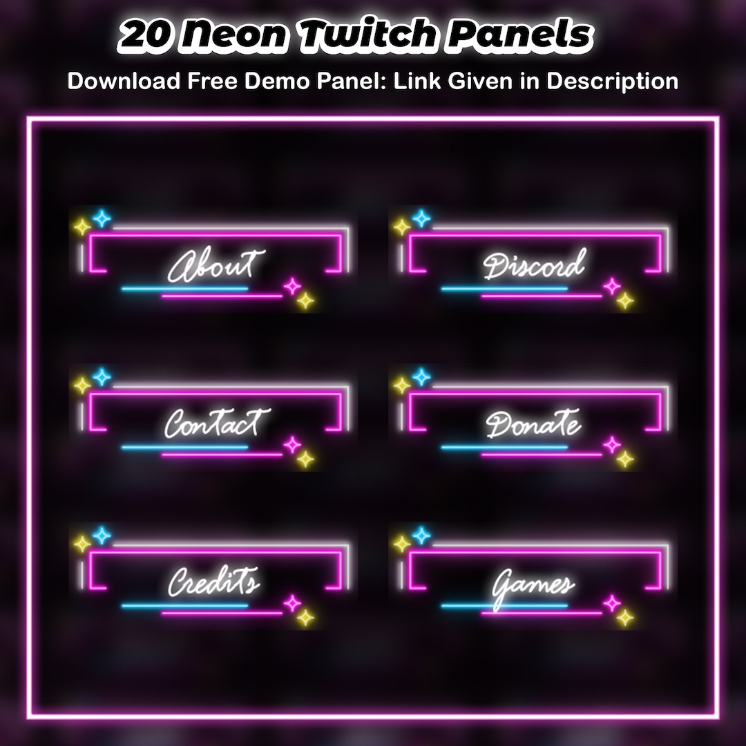 Neon Star Twitch Panels: Line Art, 20x + 5 Custom (digital Download) - Etsy