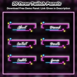 Twitch Panels - Neon Stern & Linie Kunst 20x + 5 benutzerdefinierte Twitch Panels Digital Download