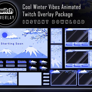Winter Snowfall Twitch Stream Overlay Package – Animated Scenes (Digital Download)