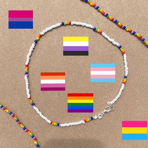 Rainbow Pride Necklace | Beaded Rainbow Flag Necklace